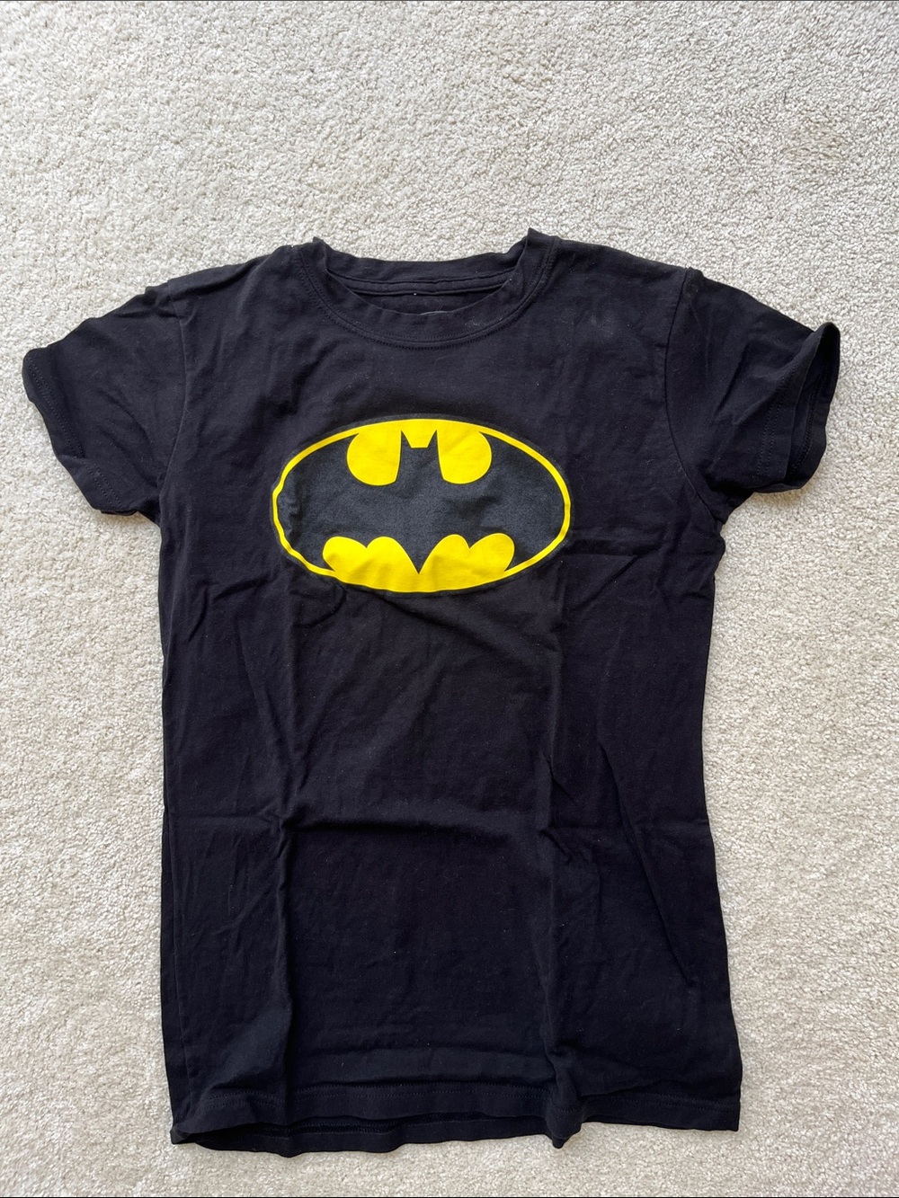 DC Comics Black Tee with Yellow Batman Emblem